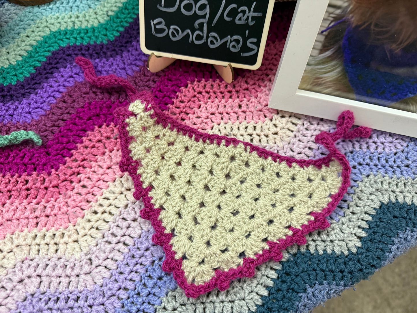 Crochet dog / cat bandana small